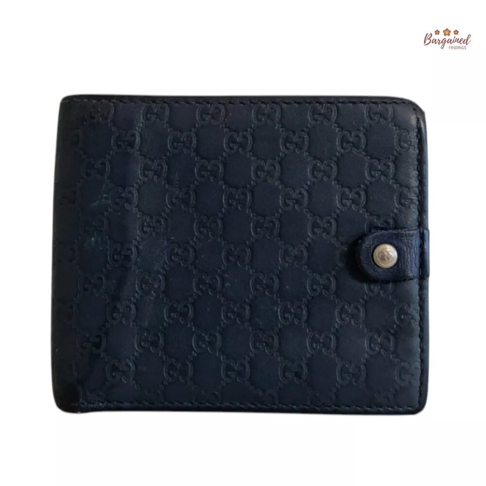 Authentic GUCCI Gray/Blue Microguccissima Leather Bifold Men's Wallet - 365477